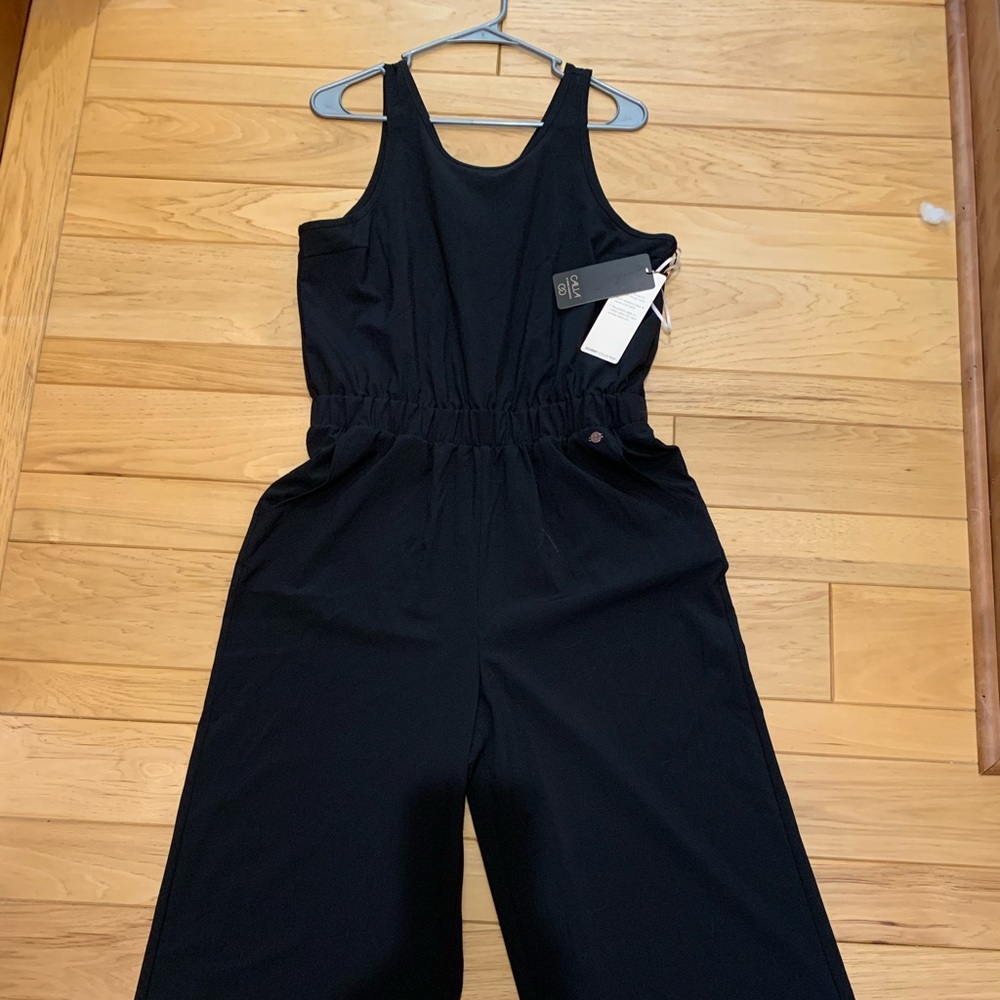 Calia wide leg overlap jumpsuit in black size M